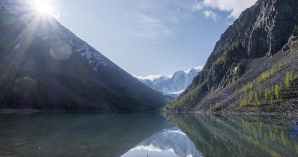 Mountain Lake Timelapse at the Summer or Autumn Time