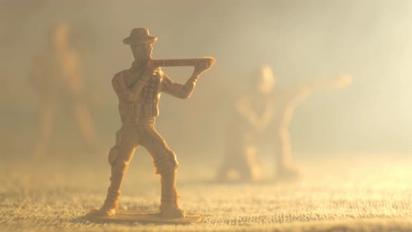 Smoke Envelops a Plastic Toy Soldier