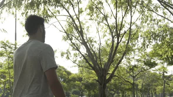 Young man talking on smartphone