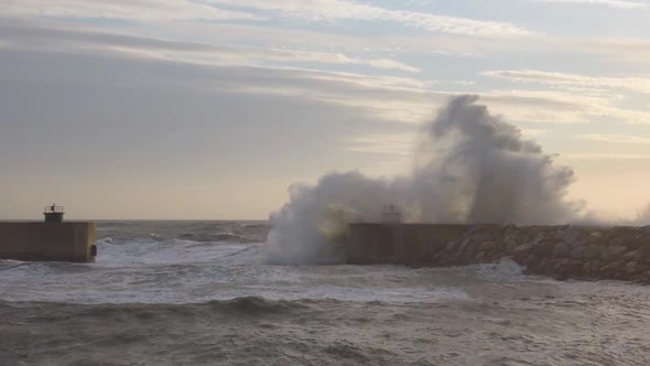 Ocean Splash at Wall of the Port