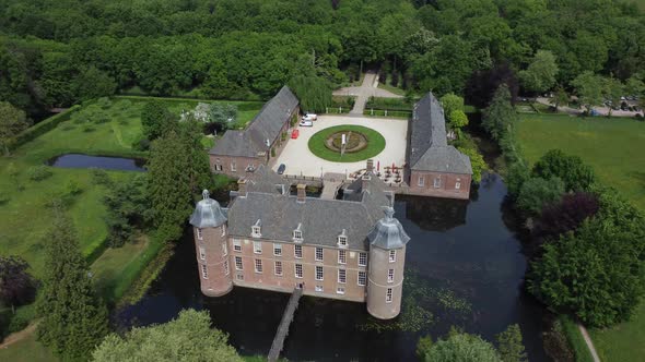 Castle Slangenburg in the Achterhoek, Gelderland, the Netherlands, Aerial