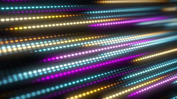 Animation of orange, yellow, pink and blue light lines