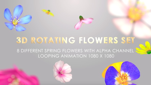 Rotating 3D Flowers Set