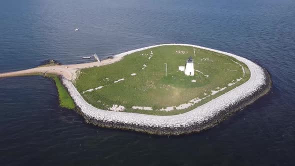 Small Lighthouse on small island in Massachusetts