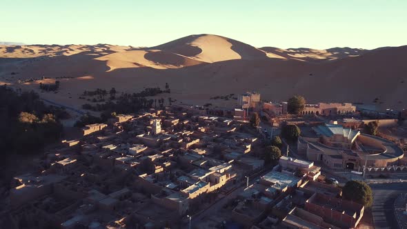 Aerial View Of The Authentic Ancient Taghit In The Sahara Desert, Algeria