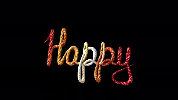 the word happy created by a braided rope