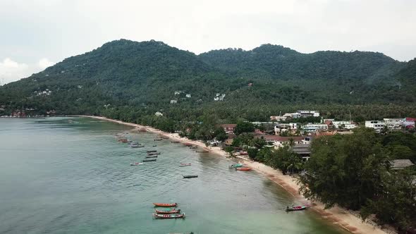 Koh Tao beach in Thailand seen from drone