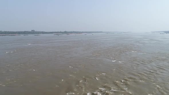 Aerial Footage of Kang Ka Bao, Rock Island In Mekong River Located in Mukdahan, Thailand