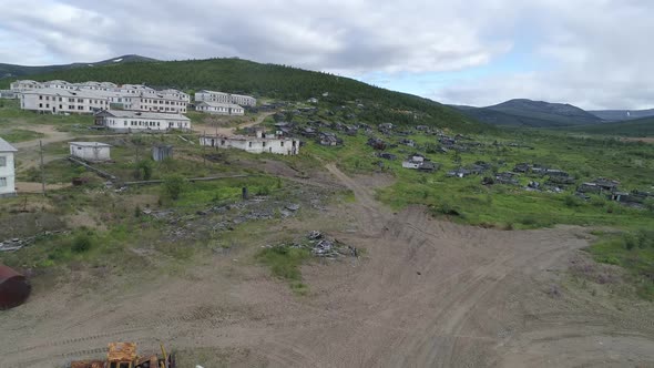 Aerial view of abandoned village in Chukotka. 34