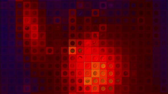 Colorful Background with Moving Colors on Mosaic Squares with Dots