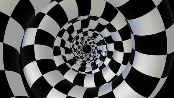 Hypnotic Checker Illushion Tunnel Animation