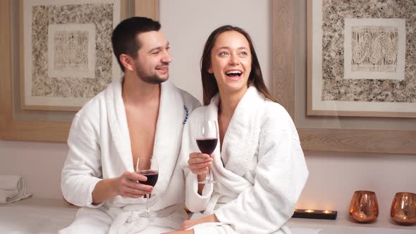 Attractive Young Couple Relaxing in a Spa Centre.