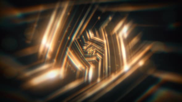 Golden moving abstract zoom lines loop
