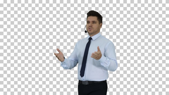 Businessman Making a Presentation of New, Alpha Channel