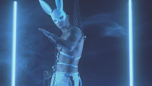 Sexy Man Dancing in a Rabbit Mask