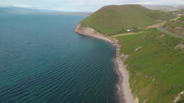 High altitude video of beautiful scenic coastal route,crystal clear waters of the Atlantic Ocean