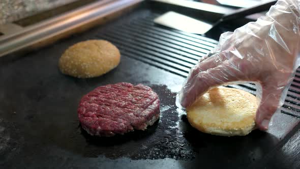 Raw Patty on Pan.