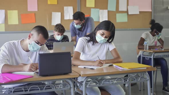 Teenager Students Learning at High School