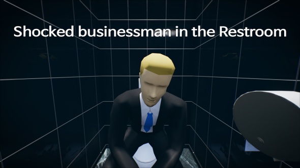 Shocked Businessman in the Restroom 4K