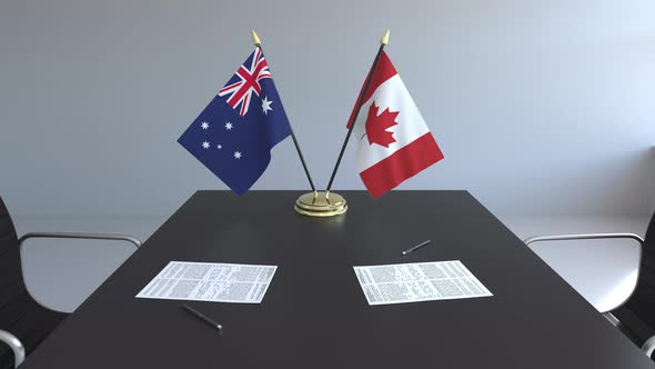 Flags of Australia and Canada and Papers alt