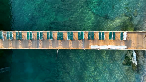 Pier by the sea aerial view Turkey Alanya 4 K