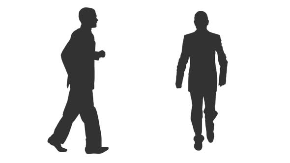 Silhouette of Business Man in Suit Running on Transparent Background, Alpha Channel alt