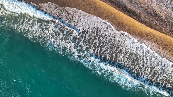 Texture of the sea and wild beach aerial view 4 K