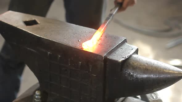 Close Up Hand Heavy Industrial Worker is Working on Metal Work