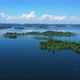 Drone Flying Over A Large Blue Lagoon, With Islands Full Of Green Trees, Paradise In Brazil - VideoHive Item for Sale