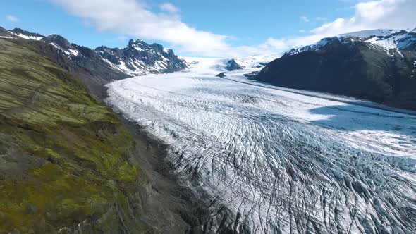 Aerial Panoramic View of the Skaftafell Glacier Vatnajokull National Park