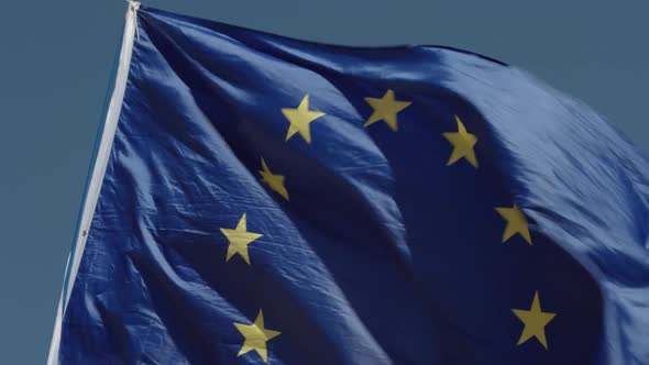 EU Flag Waving in Slow Motion