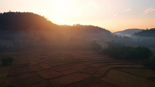 Aerial view over rural farmer's farmland. environment and ecology