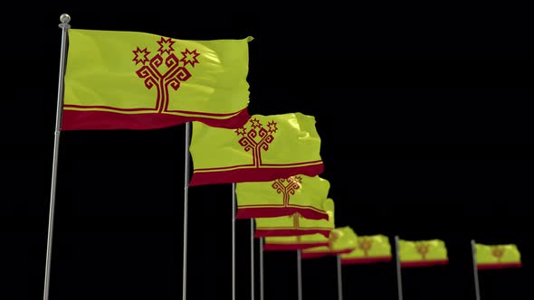 Chuvashia Row Of Flags Animation Include Alpha Channel