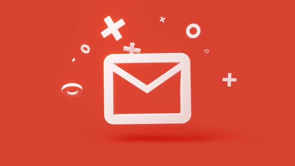 Mail 3d Icon on a Simple Red Background Seamless Animation Loop