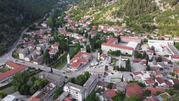 Aerial Drone View Of Stolac And Bregava River  Bosnia And Herzegovina 4K