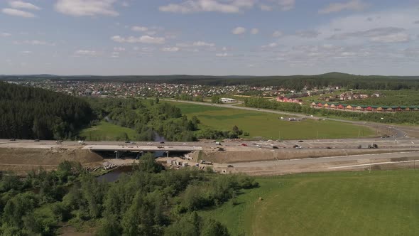 Aerial view of construction of a highway section 02