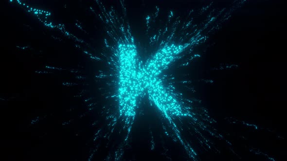 K Letter With Futuristic Particles 4K