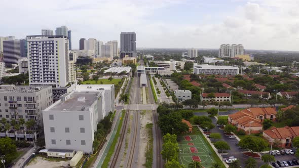 Railroad Tracks Running Through City Of Fort Lauderdale Fl Usa
