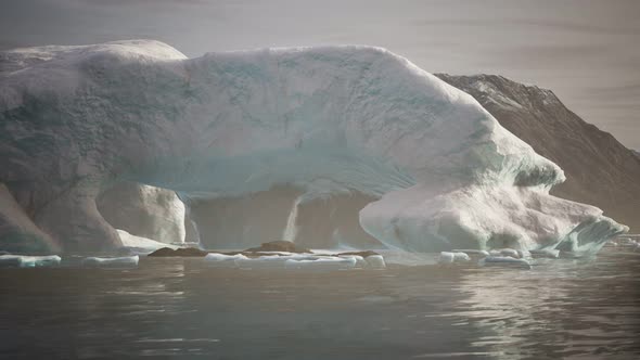 Small Icebergs and Ice Floes in the Sea Near Iceland