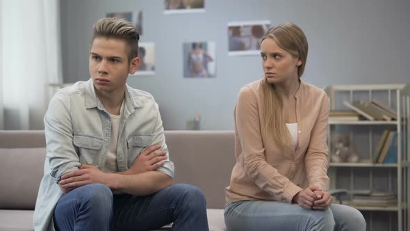 Young Woman Feeling Guilty During Arguing With Partner, Crisis Reconciliation