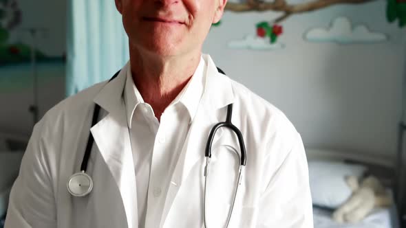 Portrait of male doctor standing in ward