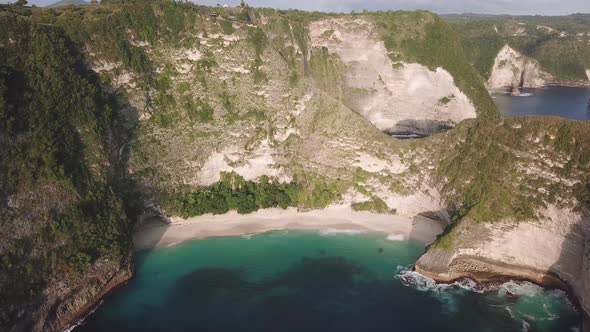 Fying over the beach on Nusa Penida Island.