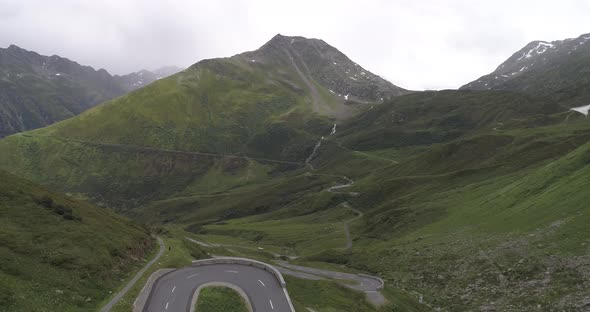 Flight over Oberalppass, Graubuenden, Switzerland