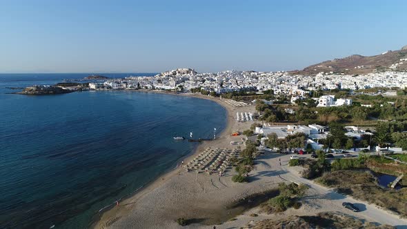 Village of Chora on the island of Naxos in the Cyclades in Greece aerial view