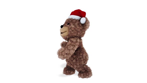 Teddy Bear Dancing Christmas Looped White Background