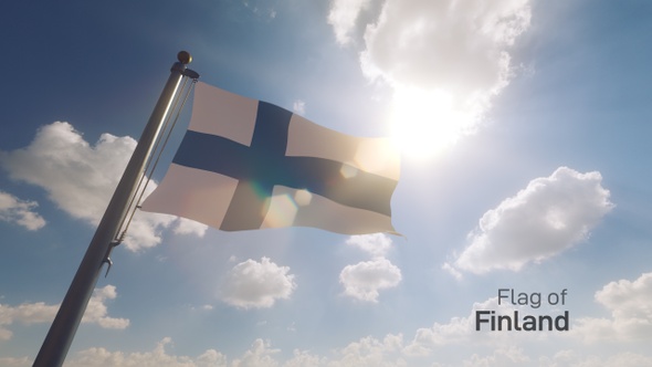 Finland Flag on a Flagpole V2