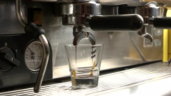Coffee Machine Pouring Espresso Shot.