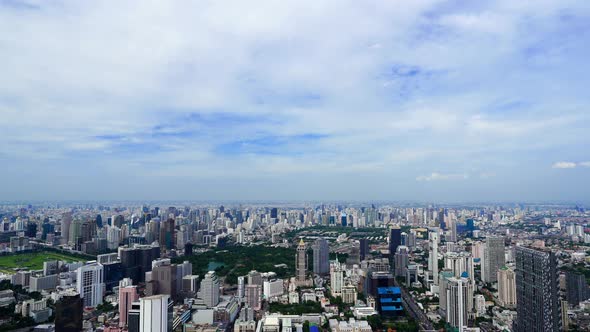 panning shot of Bangkok cityscape view from highest observation deck