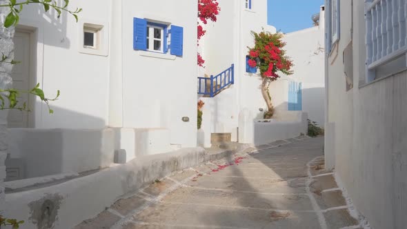 Walking in Naousa Street on Paros Island, Greece