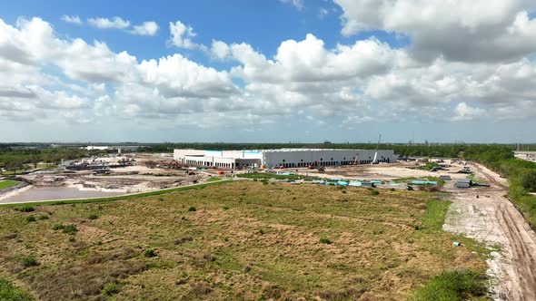 Aerial Video Warehouse Distribution Center Construction Port St Lucie Florida Usa